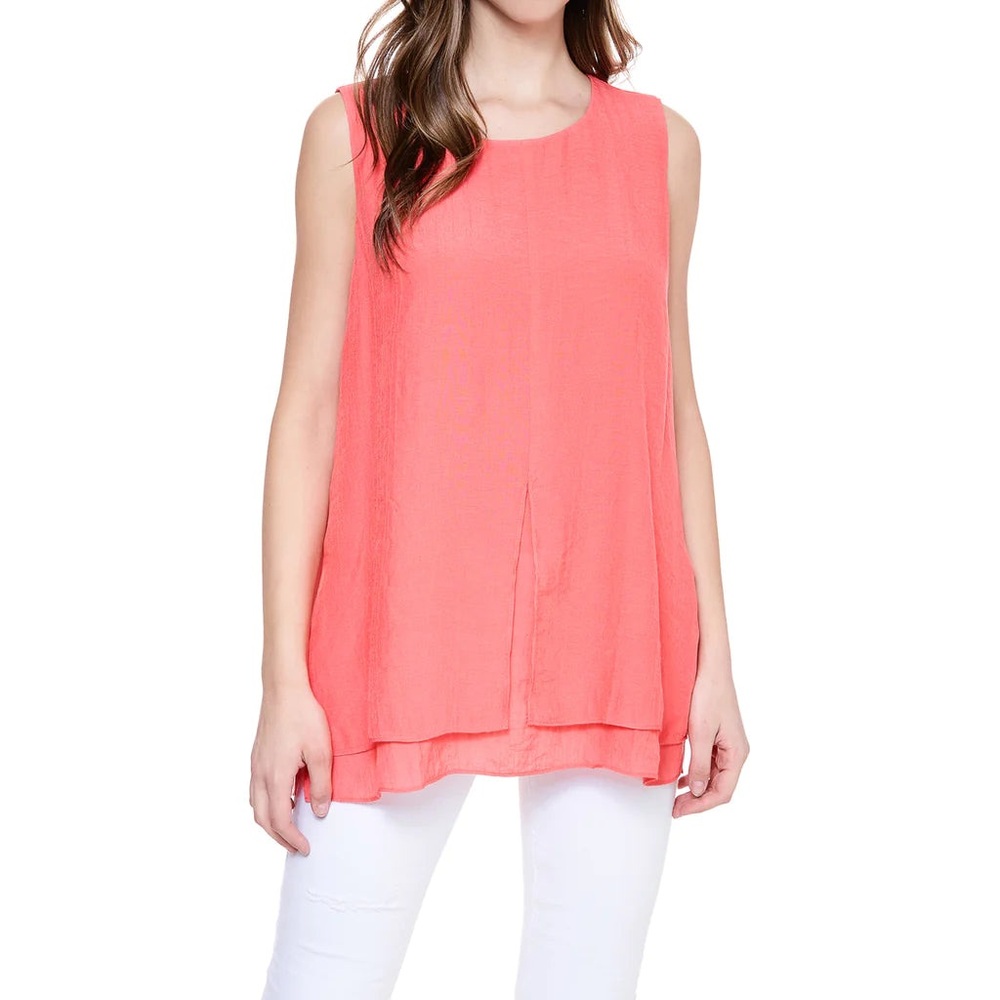 CRISTINA B Coral Sleeveless Women's Top size L NWT